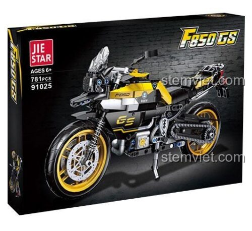 Hộp bộ đồ chơi JIE STAR 91025 Mô tô BMW F 850 GS Adventure với 781 mảnh ghép, hiển thị độ tuổi 6+, chất lượng cao.