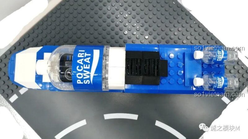 Bộ xếp hình Xe buýt JIE STAR, nhìn từ trên xuống mô hình tàu cao tốc Pocari Sweat, đồ chơi lắp ráp cho bé trai 6 tuổi, chất lượng cao.