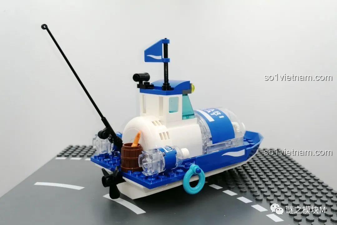 Mô hình Thuyền Pocari Sweat JS 22610, mô hình thuyền tốc độ với cần câu, đồ chơi lắp ghép cho bé trai 6 tuổi, giá rẻ.