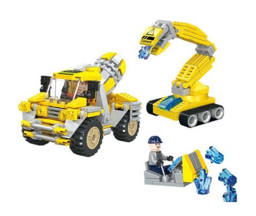 Bộ đồ chơi JIESTAR 21034 Xe Trộn Bê Tông và Máy Xúc, mô hình công trình cho bé trai 6 tuổi, giá tốt.