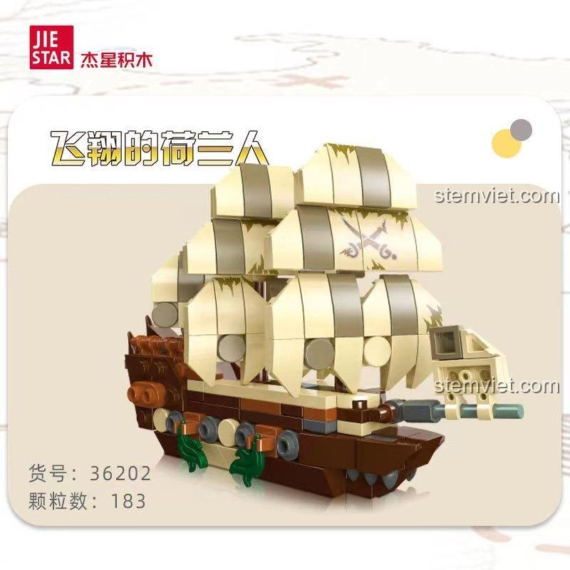Hộp đồ chơi mô hình JIESTAR 36202 Người Hà Lan Bay, bộ xếp hình thuyền ma, chất lượng cao, cho bé trai 6 tuổi
