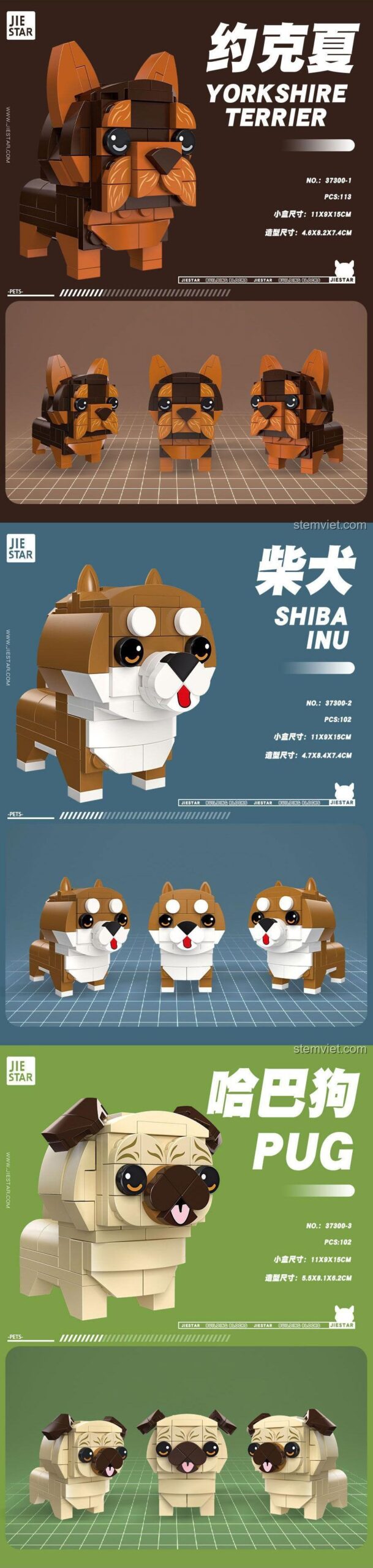 JIESTAR Bộ sưu tập thú cưng 37300 với mô hình chó Husky và Sóc, thiết kế đáng yêu, là món quà tuyệt vời cho bé trai và bé gái 6 tuổi.