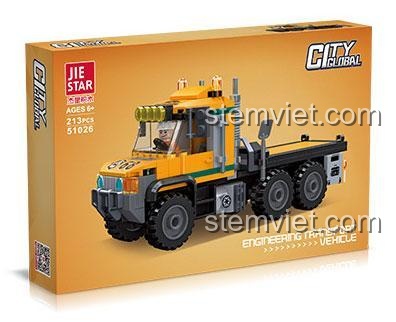 Hộp bộ lắp ráp xe tải sàn phẳng JIESTAR 51026, món quà sinh nhật ý nghĩa cho con trai.