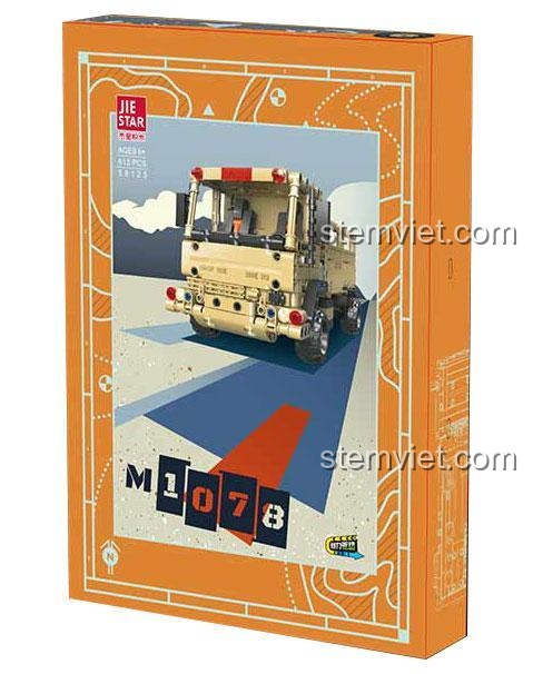 Hộp đồ chơi lắp ghép JIESTAR 58125 Xe tải chiến thuật M1078, bộ đồ chơi quân sự cho bé trai 6 tuổi, giá tiết kiệm.
