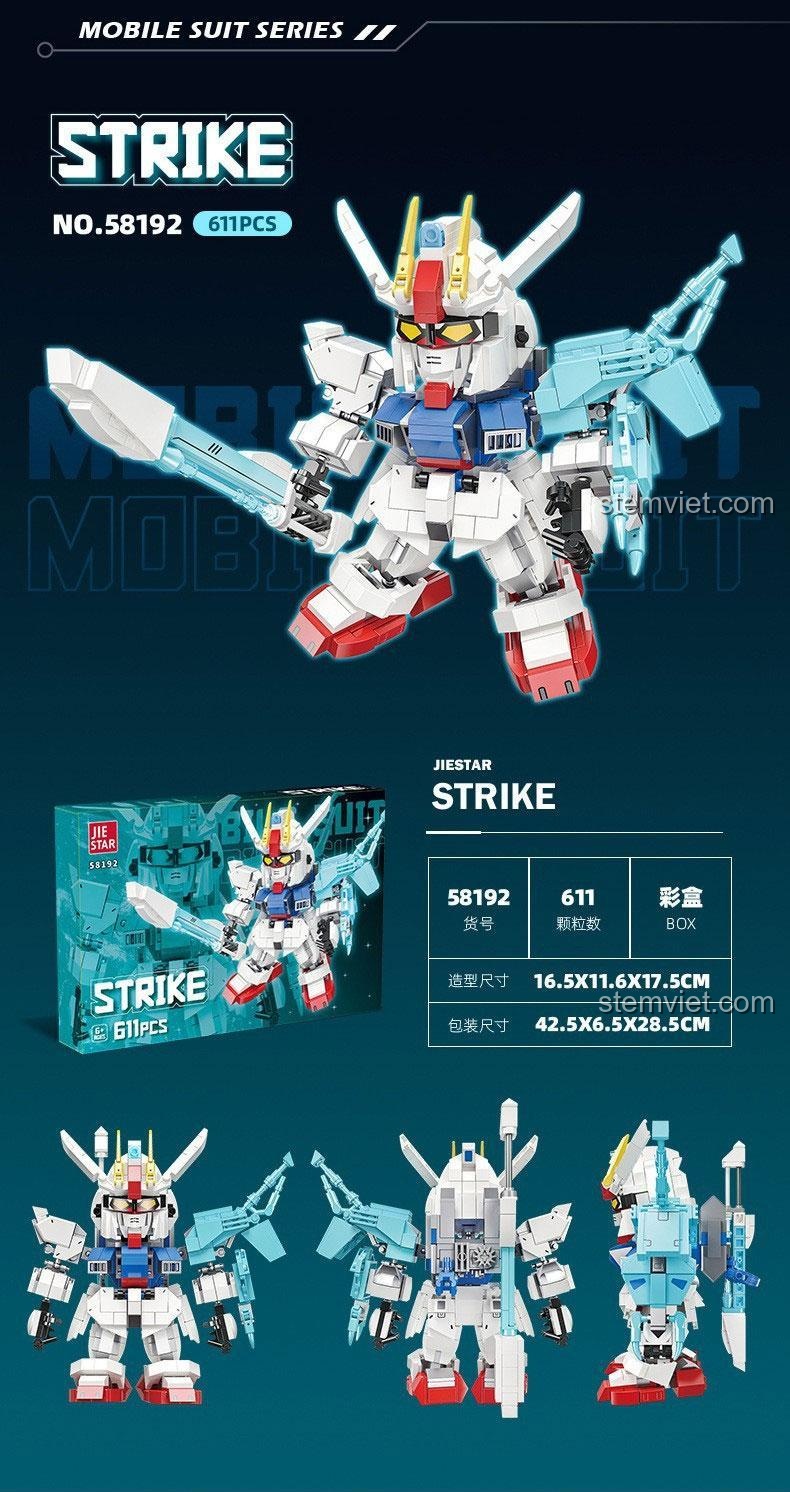 Robot Gundam Strike 58192 bộ lắp ghép JIESTAR đồ chơi lắp ráp Strike hộp và mô hình
