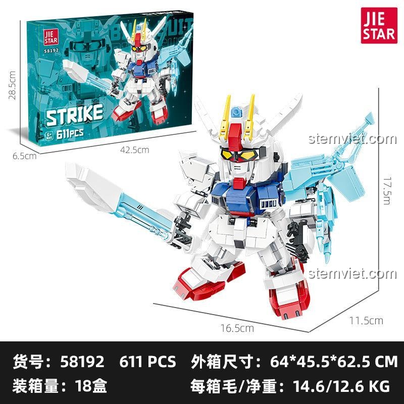 JIESTAR 58192 Chiến Giáp Strike đồ chơi lắp ráp Robot Gundam Strike kích thước mô hình