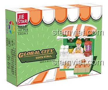 Hộp sản phẩm đồ chơi xếp hình Tiệm nước ép mini JIESTAR 58263, món quà sáng tạo cho bé gái trên 6 tuổi.