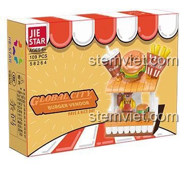 Hộp đồ chơi lắp ráp JIESTAR 58264 Tiệm hamburger mini, món quà sinh nhật ý nghĩa cho bé gái.