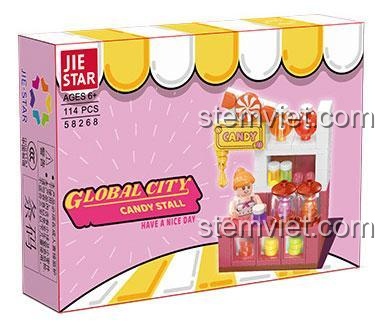 Hộp đồ chơi xếp hình Cửa hàng kẹo ngọt JIESTAR 58268, món quà sáng tạo cho bé gái.
