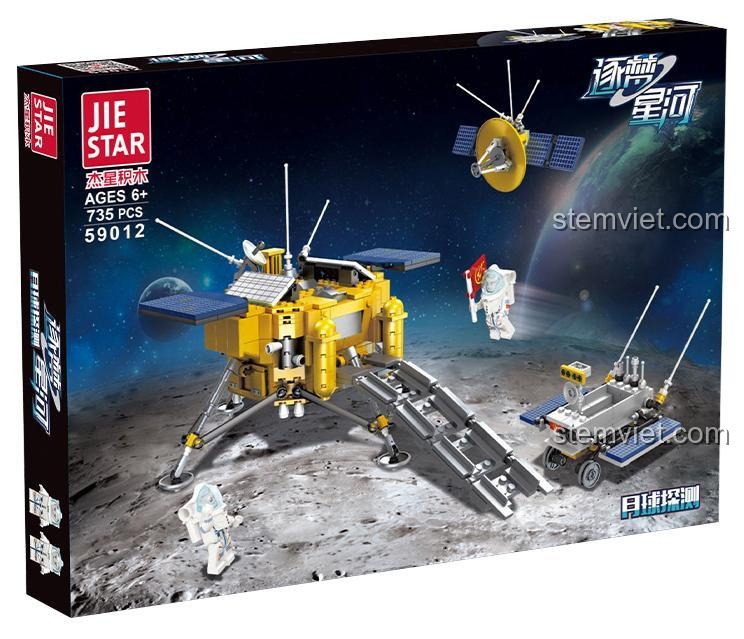 Hộp đồ chơi JIESTAR 59012 Thám Hiểm Mặt Trăng, bộ lắp ghép vũ trụ cho bé trai 6 tuổi, chất lượng cao