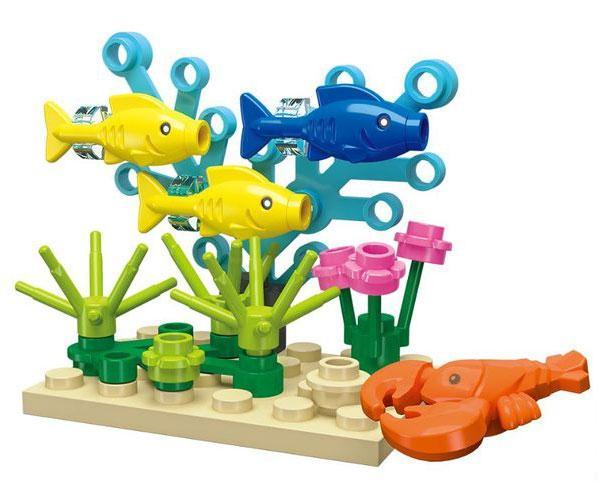 Bộ lắp ghép JIESTAR 59048 Thế Giới Dưới Biển với mô hình cá vàng, cá xanh và tôm hùm, phù hợp cho bé trai và bé gái 6 tuổi, giá tốt.