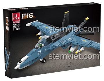 Hộp bộ lắp ráp JIESTAR 61029 Máy bay chiến đấu F-16, bộ xếp hình 753 mảnh ghép, đồ chơi quân sự cho bé trai, chất lượng cao.