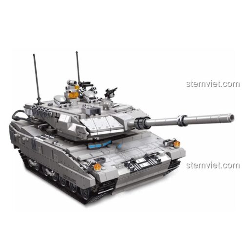 Bộ lắp ráp JIESTAR 61036 Xe tăng Leopard 2A7, mô hình quân sự chi tiết, góc nhìn phía trước bên phải, dành cho bé trai 6 tuổi, chất lượng cao.