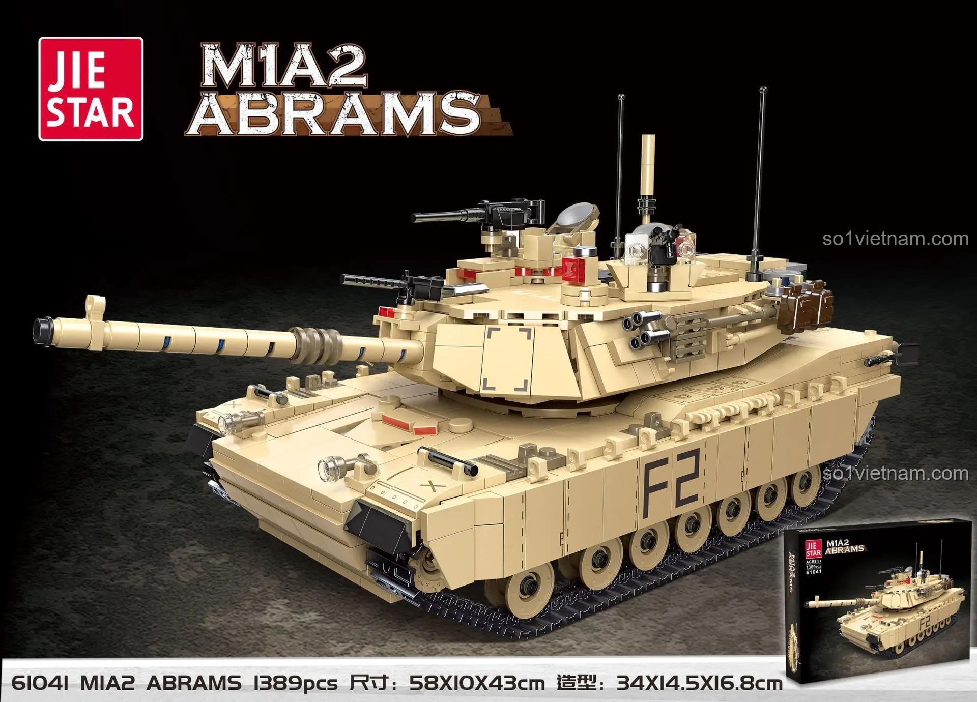 đồ chơi lắp ráp JIESTAR 61041 Xe Tăng Chủ Lực Abrams, bộ xếp hình cho bé trai 8 tuổi, giá tiết kiệm
