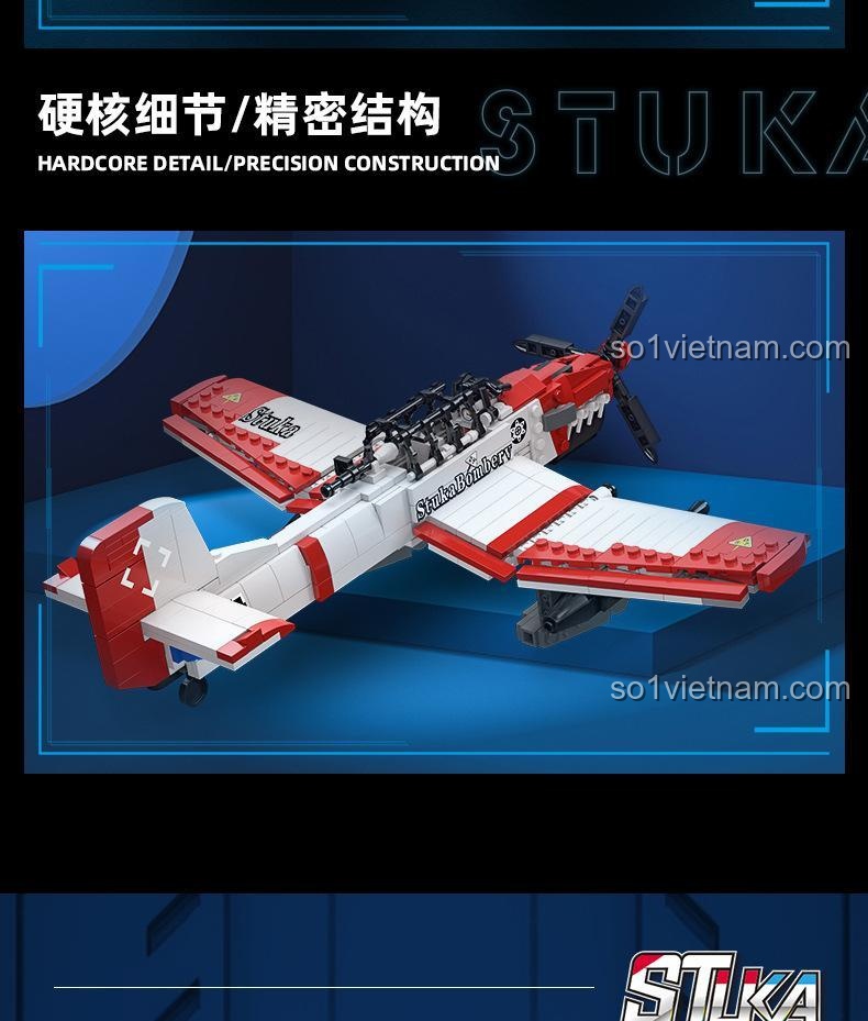 Đồ chơi lắp ráp Máy bay chiến đấu Stuka, chi tiết cứng cáp, cấu trúc chính xác, bộ lắp ghép đáng tiền