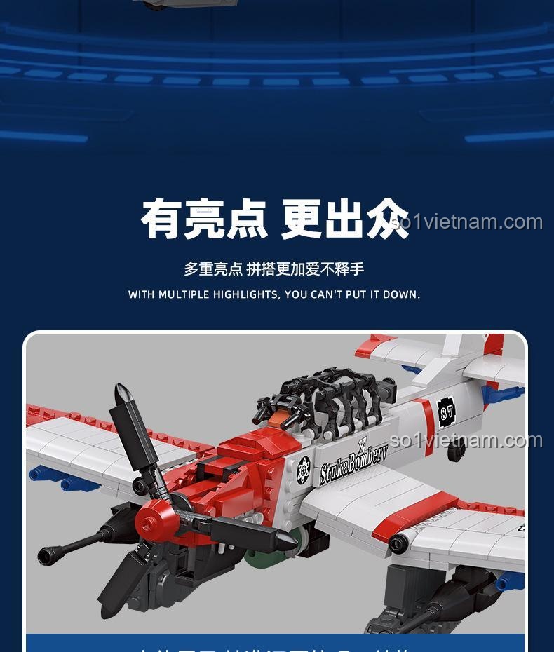 Đồ chơi mô hình Máy bay quân sự Stuka, nhiều điểm nhấn nổi bật, đồ chơi lắp ráp sáng tạo, giá tốt