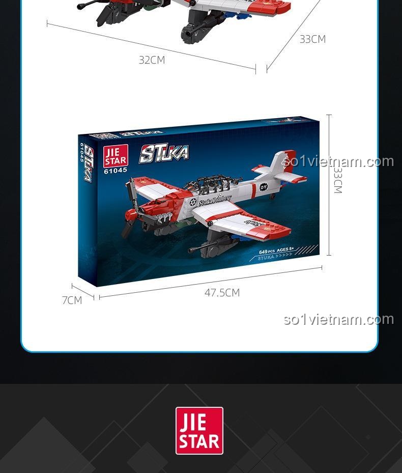 Sơ đồ kích thước chi tiết đồ chơi lắp ráp 1045, thể hiện chiều dài, rộng, cao, đồ chơi lắp ráp giá tốt