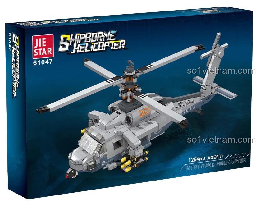 Hộp sản phẩm JIESTAR 61047 Trực Thăng Chiến Đấu Hải Quân, bộ xếp hình mô hình lớn 1264 chi tiết, đồ chơi lắp ráp cho bé trai 8 tuổi
