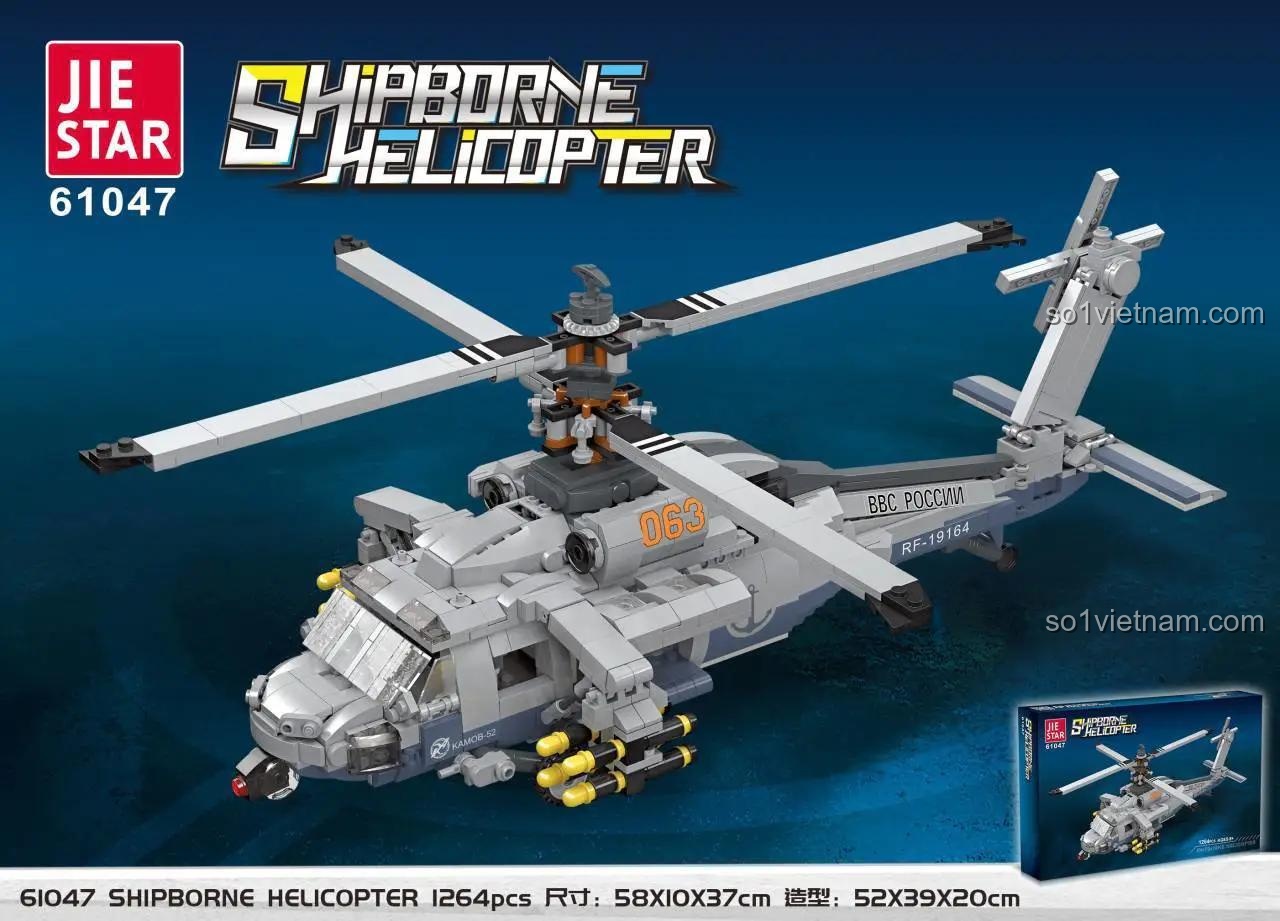 Bộ lắp ghép Trực Thăng Chiến Đấu Hải Quân JIESTAR 61047 mô hình lớn, đồ chơi lắp ráp cho bé trai 8 tuổi, giá tốt