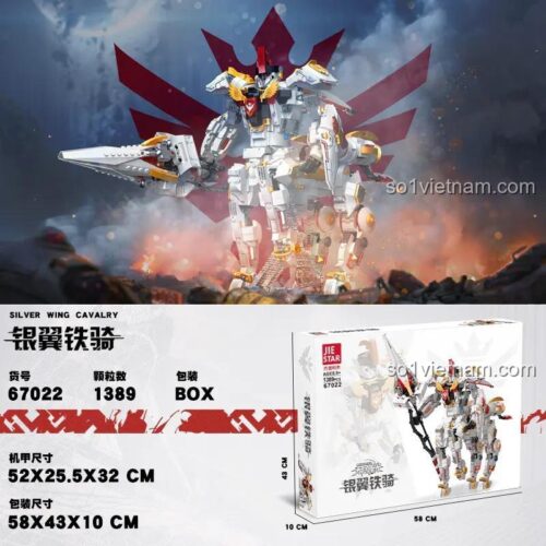 hộp bộ lắp ghép JIESTAR 67022 Ngân Dực Thiết Kỵ, đồ chơi mô hình robot Ngân Dực, giá rẻ cho bé trai 8 tuổi