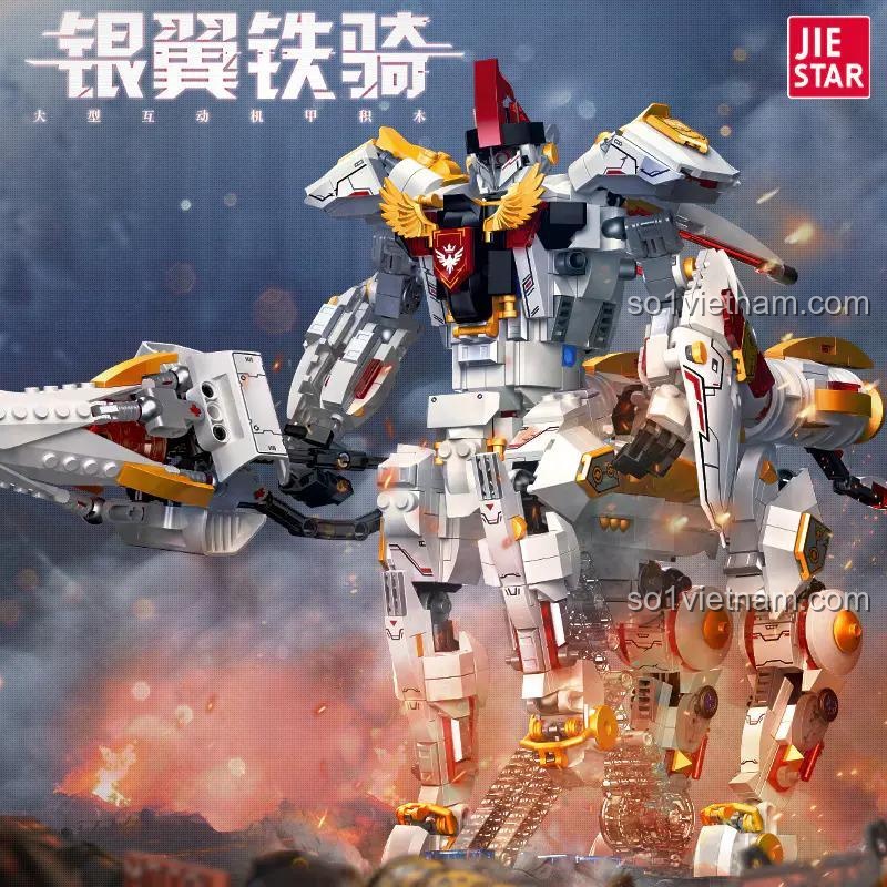 đồ chơi mô hình JIESTAR 67022 Ngân Dực Thiết Kỵ, robot Ngân Dực với thiết kế độc đáo, bộ lắp ghép cho bé trai 8 tuổi