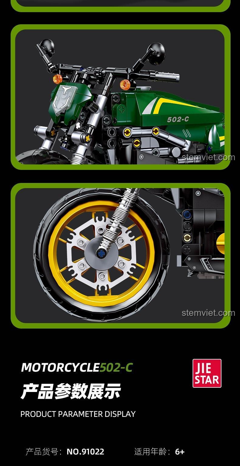 Chi tiết sản phẩm JIESTAR 91022 Mô tô Benelli 502C, đồ chơi mô hình Mô tô Benelli 502C, chất lượng cao.