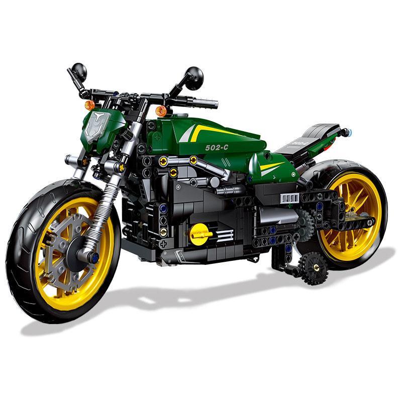 Bộ lắp ghép Benelli 502C JIESTAR 91022 mô hình lớn 35cm màu xanh lá đen vàng, đồ chơi mô hình cho bé trai 6 tuổi, giá tốt.