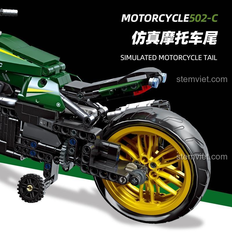 Hệ thống truyền động mô phỏng của JIESTAR Benelli 502C, đồ chơi mô hình Mô tô Benelli 502C, tính năng đặc biệt.