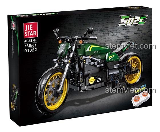 Hộp bộ lắp ráp JIESTAR 91022 Mô tô Benelli 502C, đồ chơi lắp ráp 91022 cho bé trai 6 tuổi, chất lượng cao.