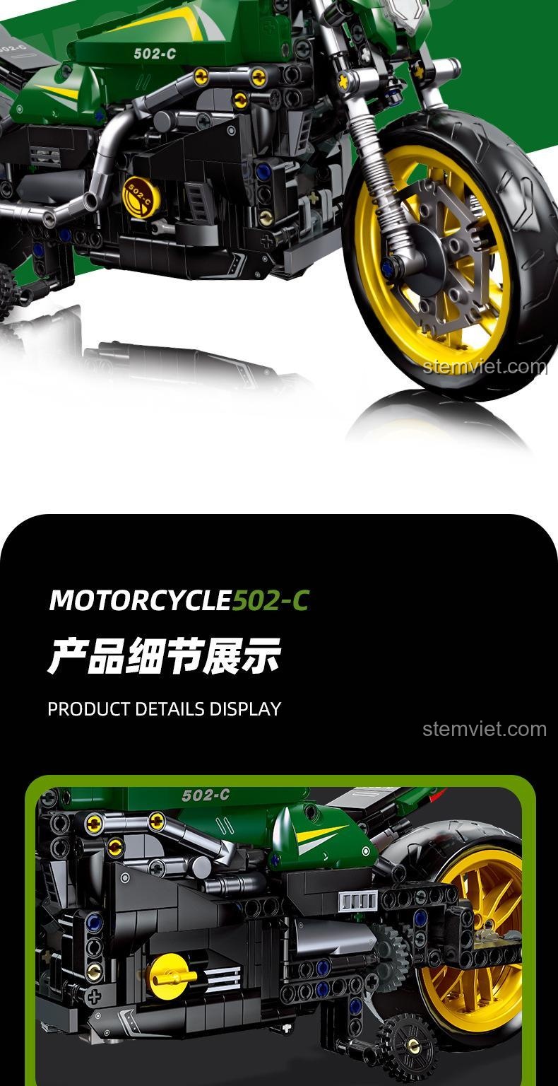 Mô hình lớn 35cm của bộ lắp ghép Benelli 502C JIESTAR 91022, đồ chơi lắp ghép JIESTAR 91022, kích thước ấn tượng.