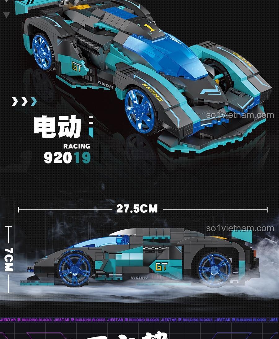 Đồ chơi lắp ghép 92019 Xe đua Vision GT, kích thước dài 27.5cm, cao 7cm, mô hình điều khiển từ xa cho bé trai 6 tuổi, giá trị cao