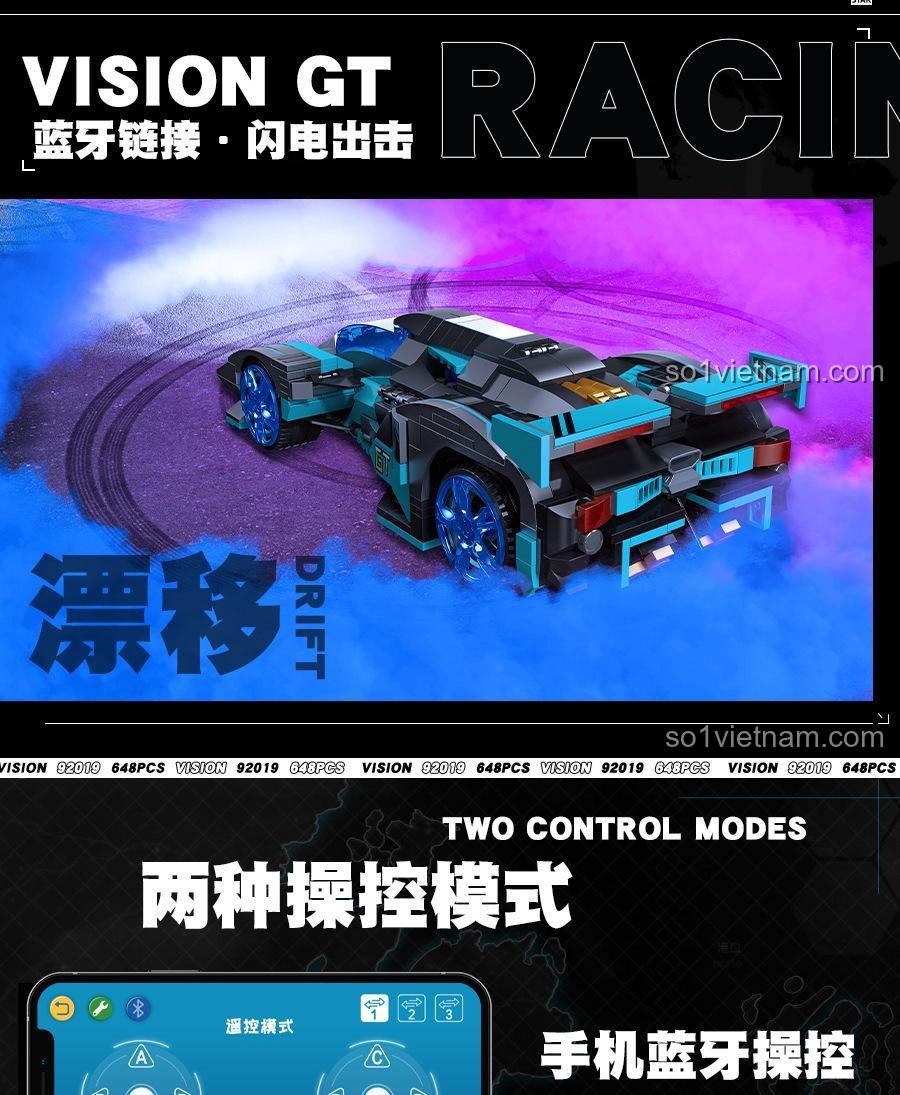 Xe đua Vision GT điều khiển từ xa JIESTAR 92019 có chức năng drift và kết nối Bluetooth, đồ chơi lắp ghép cho bé trai 6 tuổi, đáng tiền