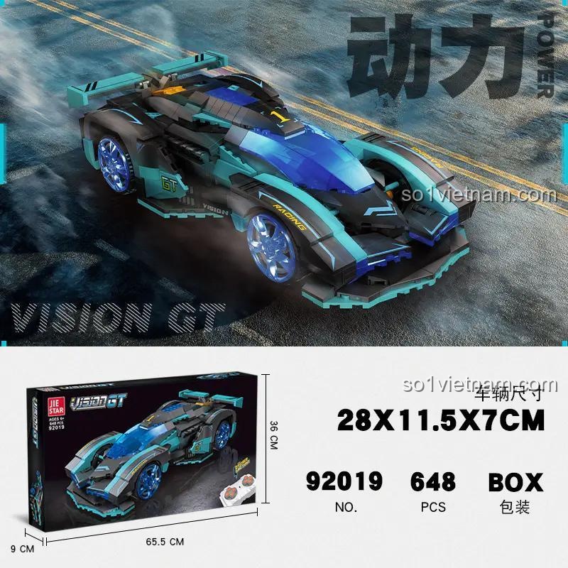 Hộp đồ chơi mô hình JIESTAR 92019 Xe đua Vision GT, 648 mảnh, kích thước xe 28x11.5x7cm, cho bé trai 6 tuổi, giá tiết kiệm