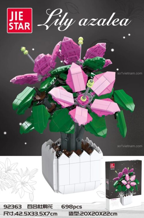 bộ lắp ghép Hoa Bách Hợp Đỗ Quyên JIESTAR 92363 màu hồng xanh lá, đồ chơi lắp ráp cho bé gái 6 tuổi, giá tốt