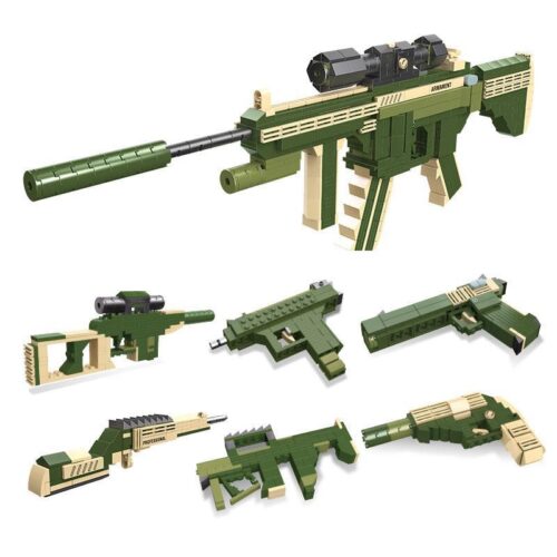 Bộ lắp ráp JIESTAR 92408 Súng M416 và 5 mẫu súng quân sự khác, đồ chơi mô hình Súng trường M416 cho bé trai 6 tuổi, chất lượng cao, giá tốt