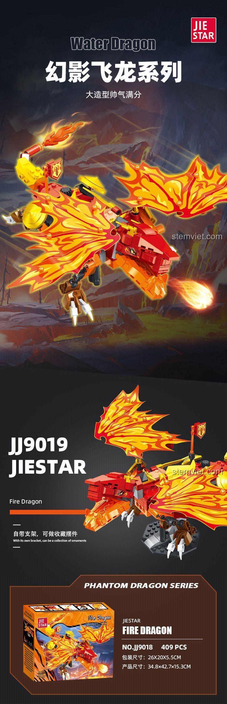 Poster bộ xếp hình Rồng Lửa Phantom JIESTAR JJ9019, chất lượng cao.