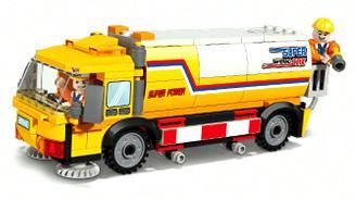 Bộ lắp ghép JIESTAR 51003 Xe tưới nước - Mô hình xe tưới nước màu vàng, trắng, đỏ với 2 minifigure, 244 chi tiết, phù hợp cho bé trai 6 tuổi