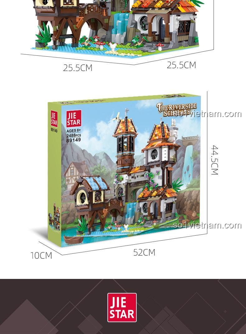 Mô hình JIESTAR 89149 The Riverside Scholars lắp ráp với ánh sáng, 2488 chi tiết, phù hợp cho bé trai 6 tuổi