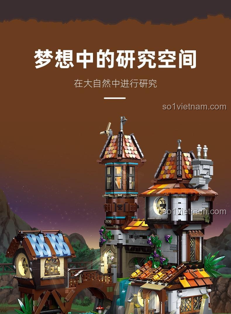 Mô hình JIESTAR 89149 The Riverside Scholars sáng đèn lung linh, 2488 chi tiết, phù hợp cho bé trai 6 tuổi