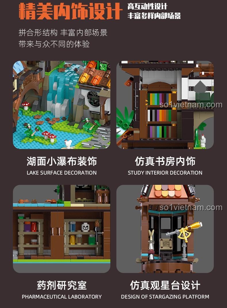 Thiết kế sáng tạo của mô hình JIESTAR 89149 The Riverside Scholars, 2488 chi tiết, có đèn LED, phù hợp cho bé trai 6 tuổi