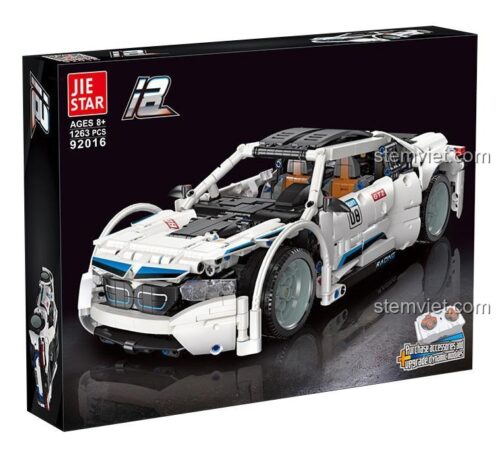 JIESTAR 92016 BMW i8 Tốc Độ Kinh Hoàng Bộ lắp ghép Xe thể thao 1263 Mảnh Hộp sản phẩm