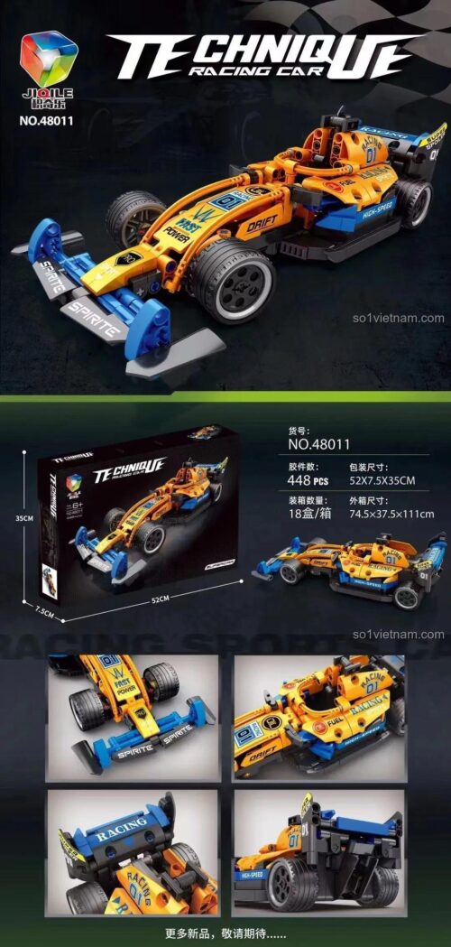 đồ chơi lắp ghép Xe Đua F1 JIQILE 48011 chi tiết, mô hình xe đua công thức 1 có kích thước hộp, cho bé trai 6 tuổi