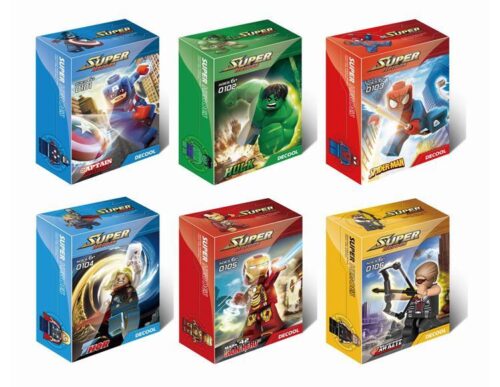 Bộ đồ chơi Minifigure Siêu Anh Hùng JiSi 0101 giá tốt cho bé trai 6 tuổi, bộ 6 minifigure siêu anh hùng Decool chất lượng cao.