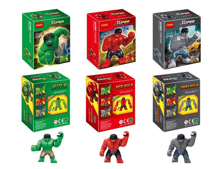 Bộ đồ chơi mô hình JiSi 0145 gồm 3 bigfig Hulk Xanh, Hulk Đỏ và Hulk Xám. Đồ chơi cho bé trai 6 tuổi, giá rẻ.
