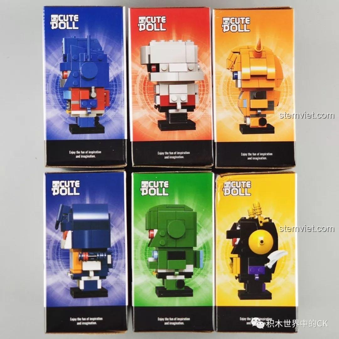 Cận cảnh mặt bên các hộp đồ chơi JISI 6868, cho thấy thiết kế đồ họa đẹp mắt. Món quà sinh nhật ý nghĩa cho bé trai.