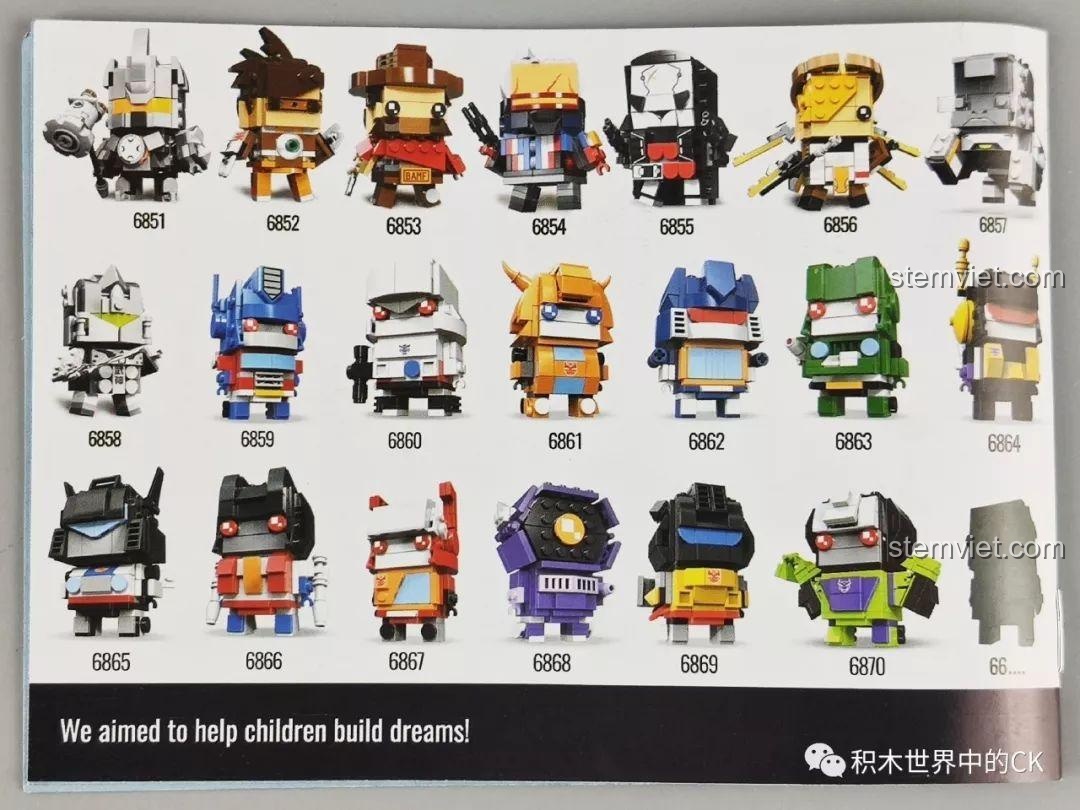 Sách hướng dẫn lắp ráp JISI hiển thị toàn bộ series Cute Doll Transformers, bao gồm cả Decepticon Shockwave 6868. Bộ sưu tập đáng giá cho fan.