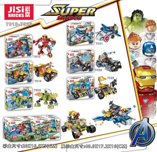 Bộ lắp ráp Super Heroes Avengers 4: 6 Mô Hình Mech và Xe Cộ JiSi 7018-7023, đồ chơi mô hình cho bé trai 6 tuổi, giá tốt.