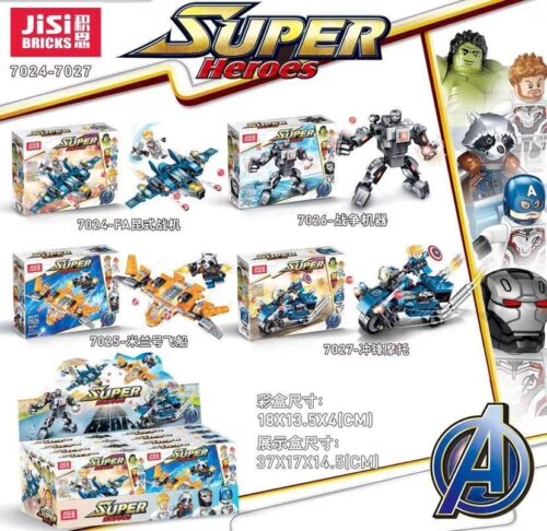 Bộ lắp ráp JiSi 7027 mô hình Xe mô tô Tấn công của Captain America, đồ chơi xếp hình giá rẻ cho bé trai 6 tuổi.