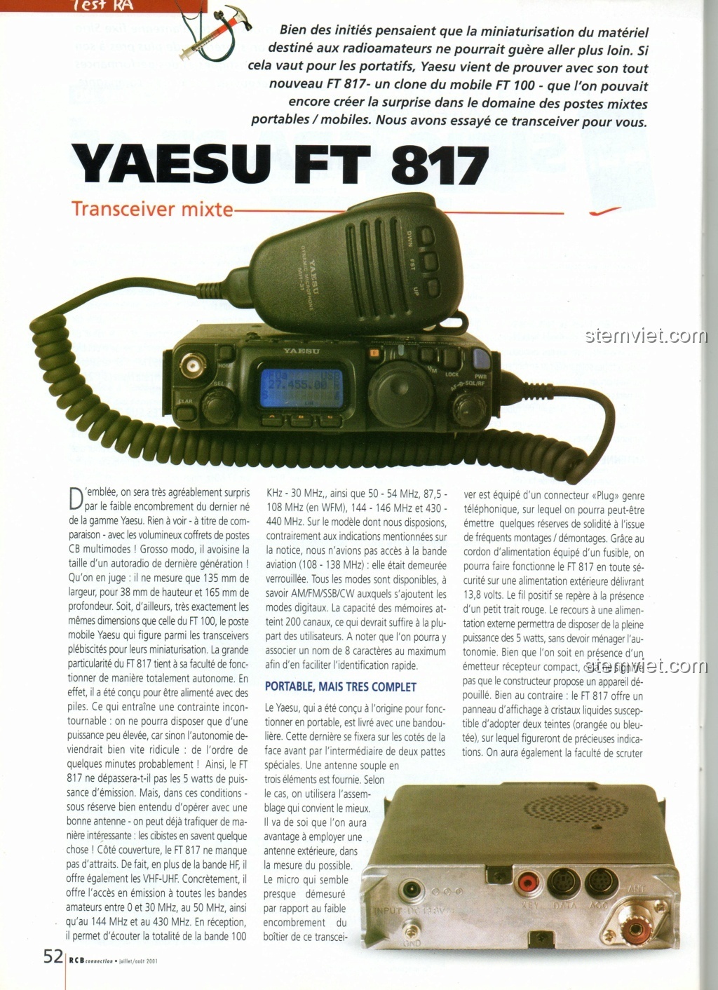 Thiết lập dã chiến với mô hình radio FT-817 của Jisi, kết nối với điện thoại và ăng-ten mini.