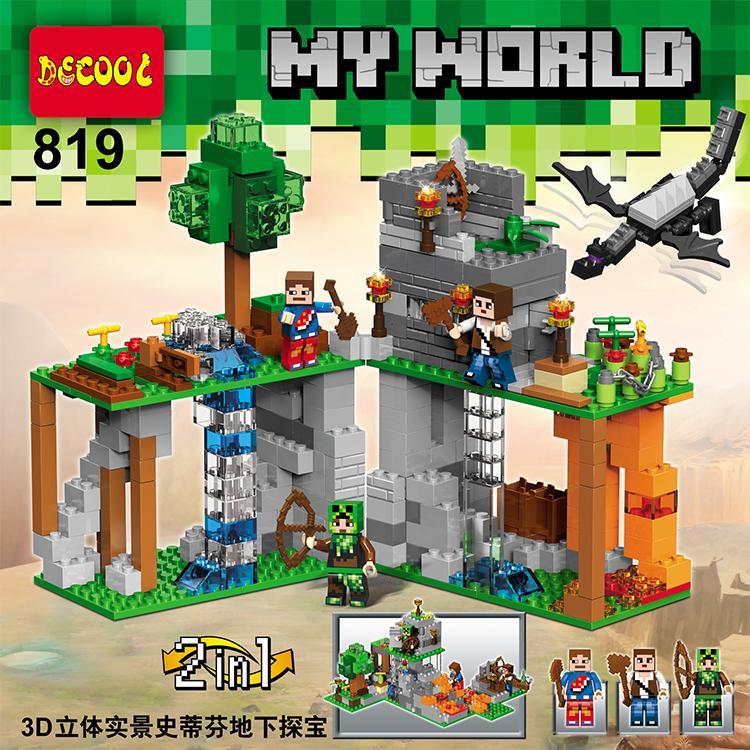 Hộp sản phẩm bộ đồ chơi JiSi 819 Thế giới Minecraft: Steve Thám Hiểm Hầm Mỏ 2in1, phù hợp cho bé trai và bé gái 6 tuổi, giá tốt.